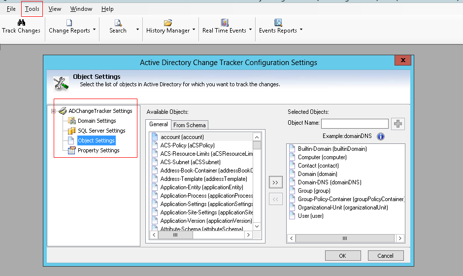 Configuring the Active Directory Audit Tool from Vyapin