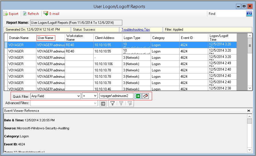 Active Directory Auditing tool - How to filter and search for only critical events