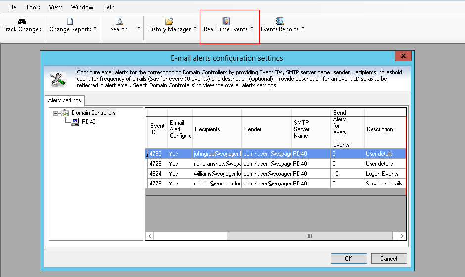 Active Directory change alerts