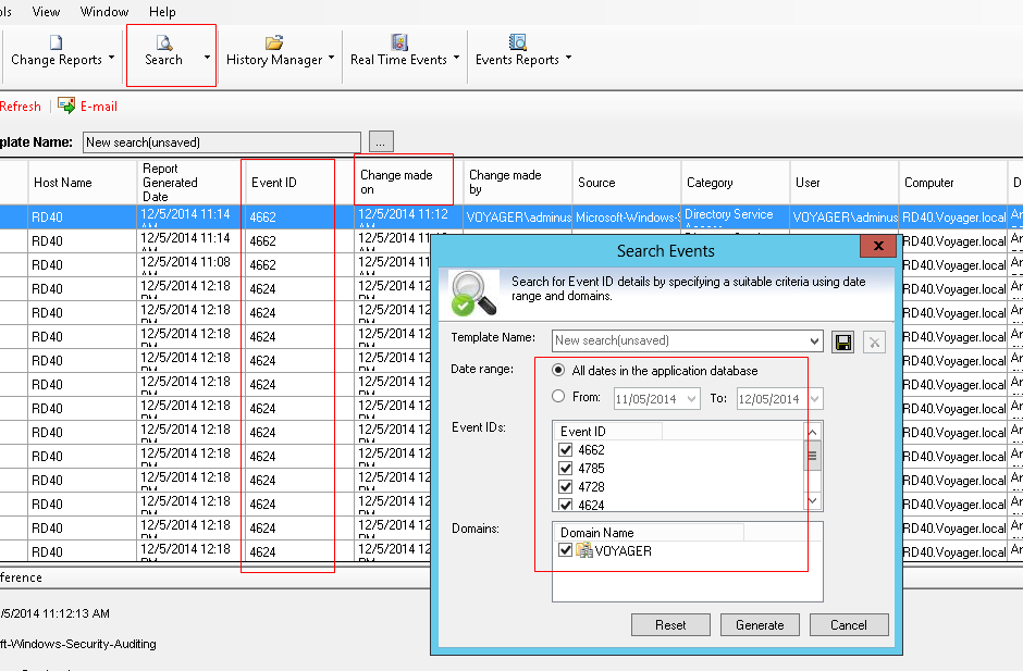 How to search for audited Active Directory events