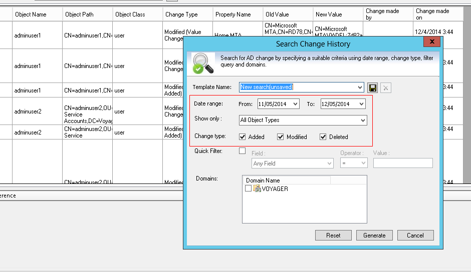 Tracking and reporting all changes to your Active Directory