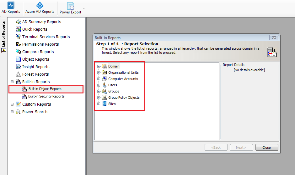 Active Directory reports out-of-the-box