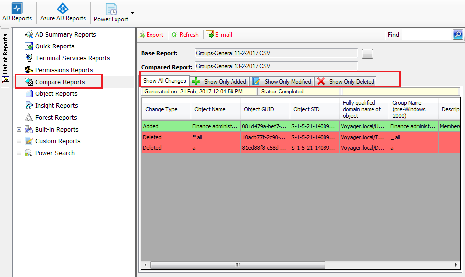 Active Directory Reporting - compare Active Directory objects and atttributes from different time periods