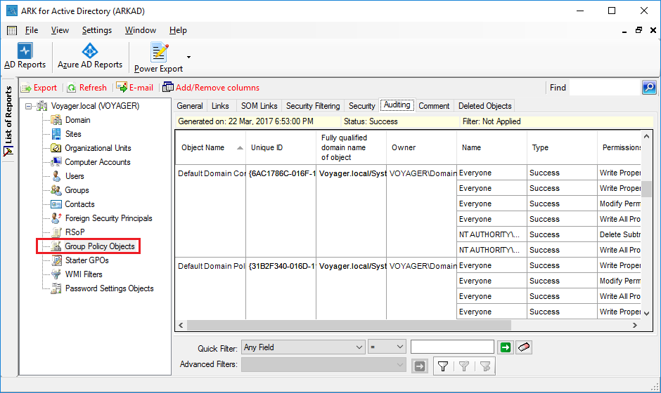 Active Directory Group Policy reports (GPO Reports)