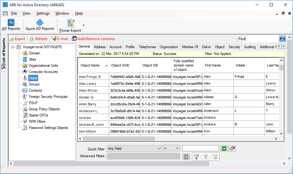 Active Directory User Reports