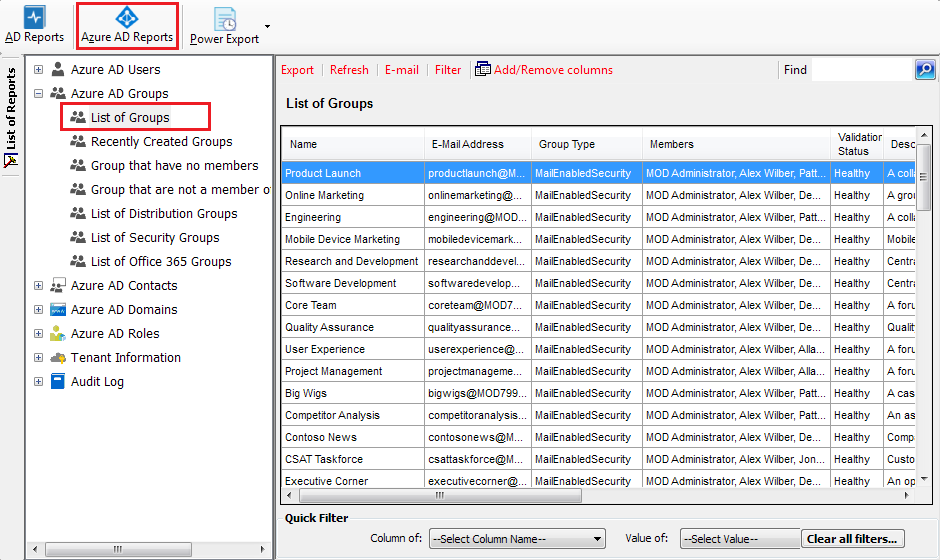 Active Directory Search Accounts Report