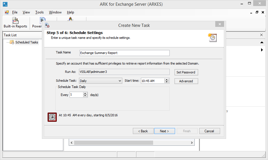 exchange server scheduled reporting