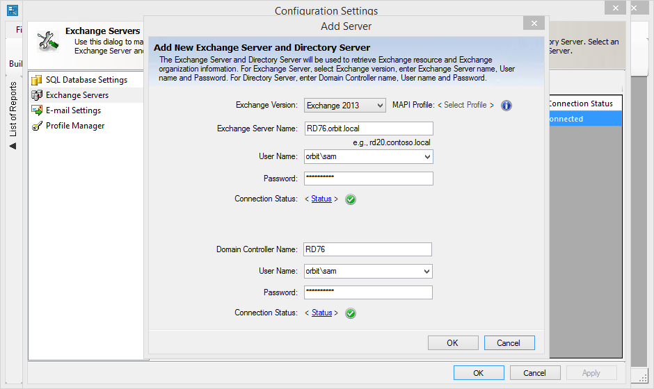 exchange server connections