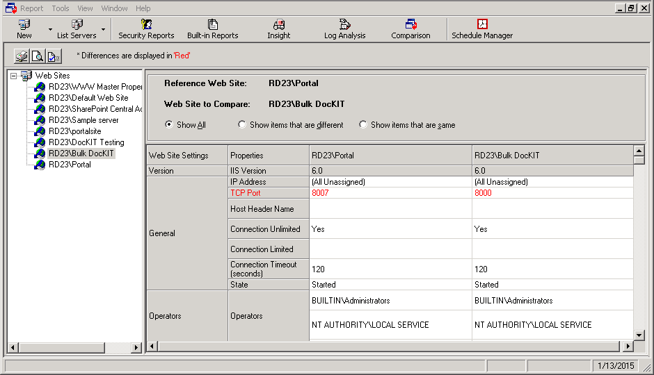 compare iis servers