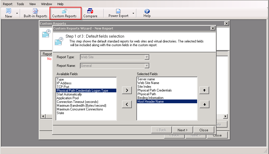 custom iis reports