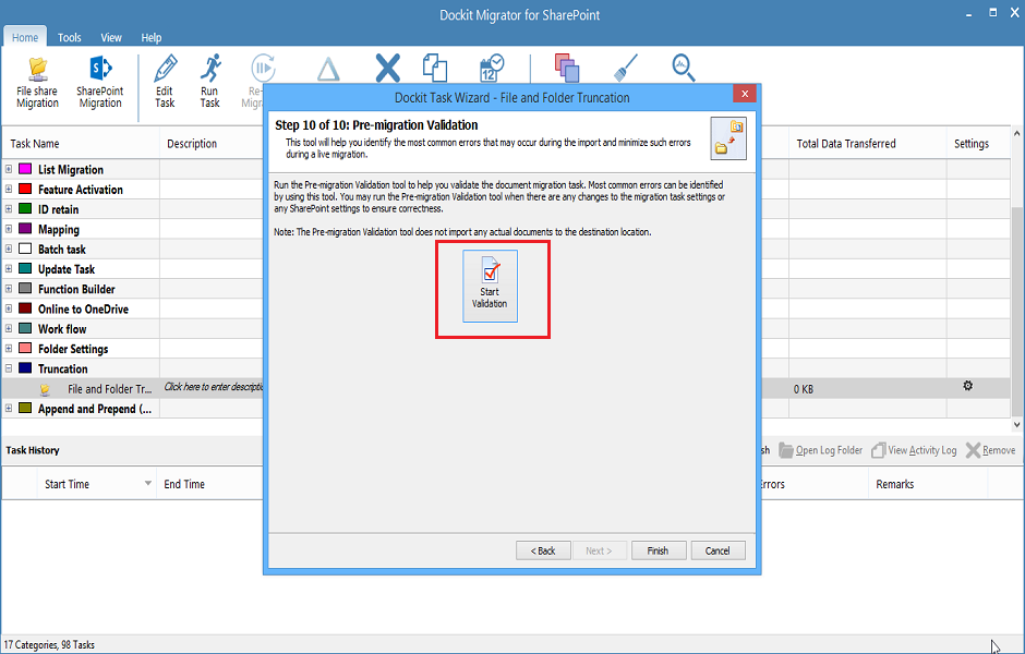 Selecting folders and files for migrating to SharePoint