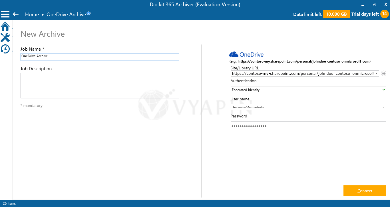 archive user documents from onedrive for business site