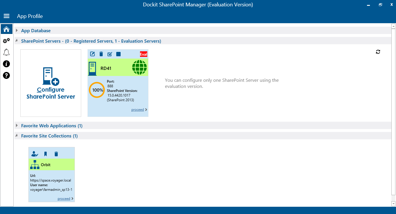 Dockit SharePoint Manager home