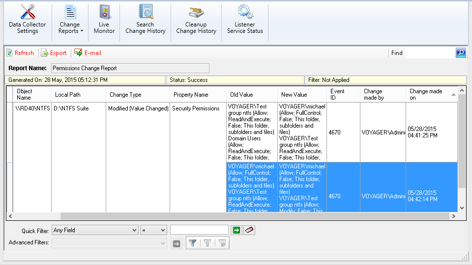 windows server events based report