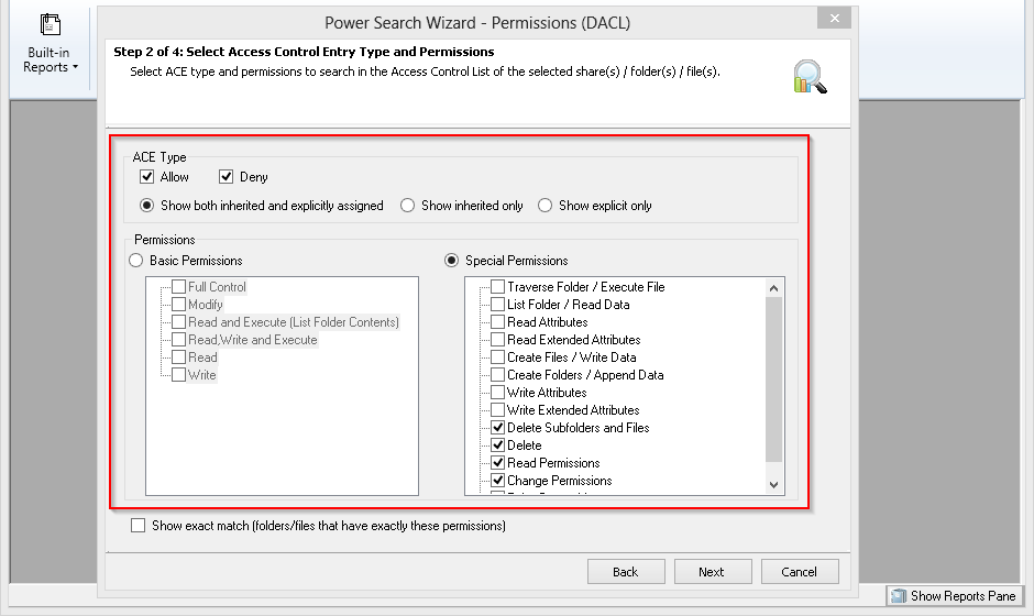 windows server permissions search