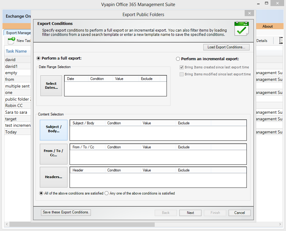 exchange online export mails filter