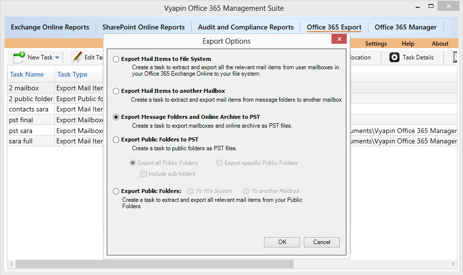 office 365 exchange online export mailbox and folder