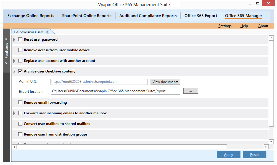 Archive / Export OneDrive user content from Office 365 to the file system