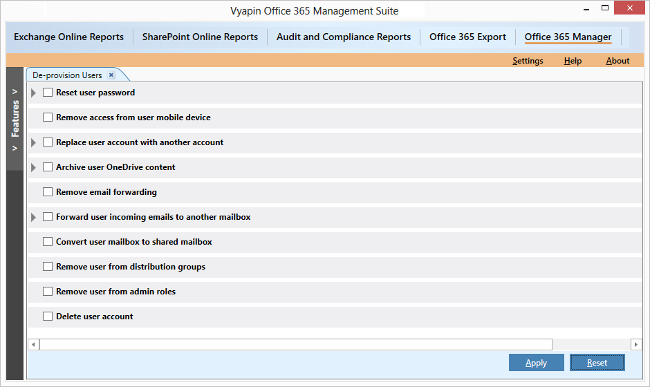 Administrator tasks to perform while removing a user account from Office 365 tenant