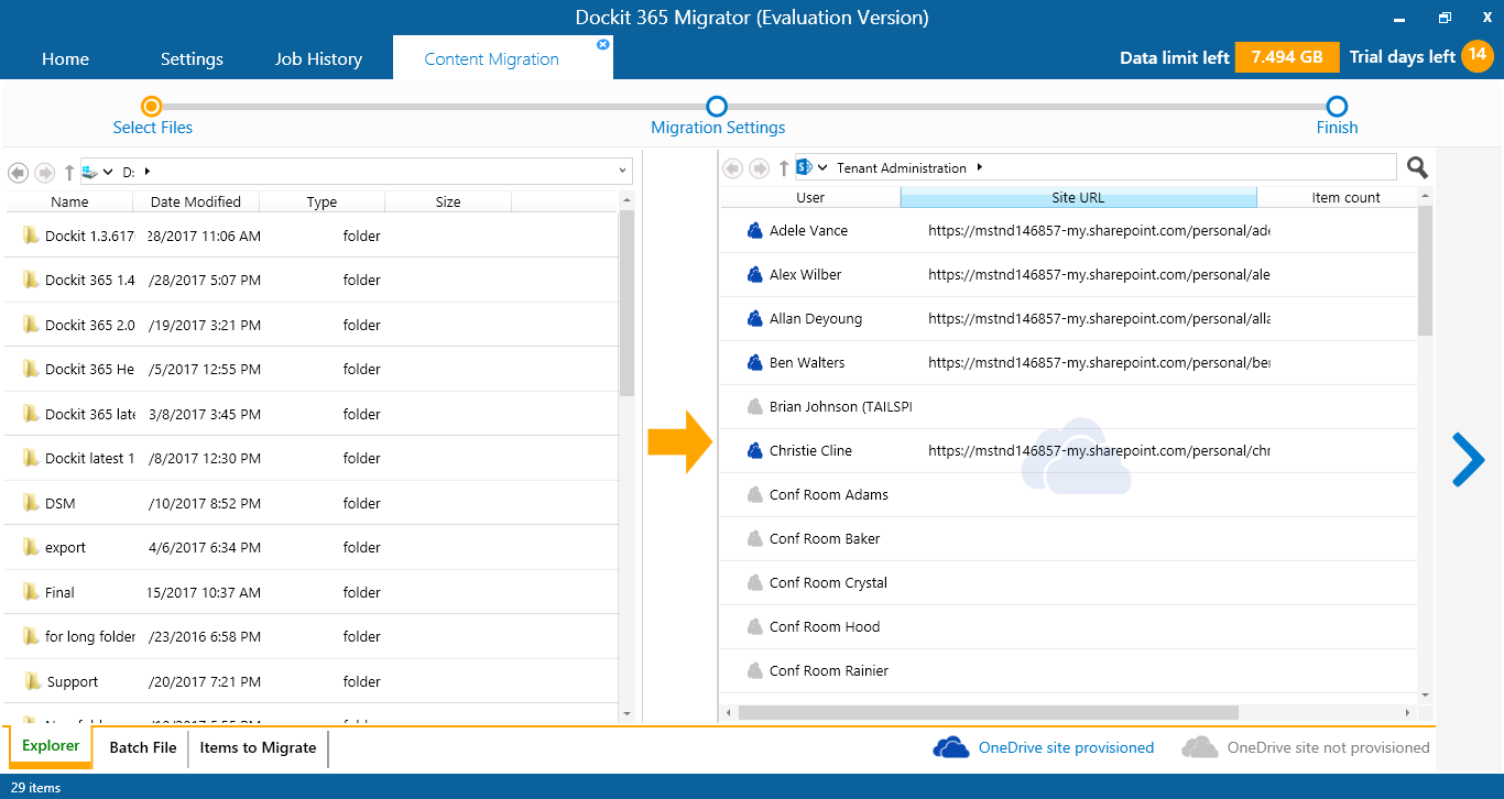 Migrate user documents to OneDrive for Business sites