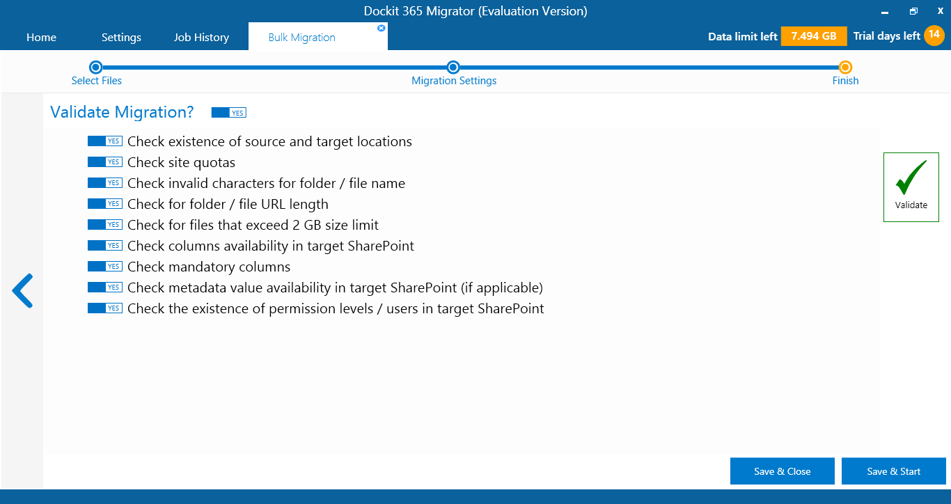 Pre-migration Validation Checklist to prevent errors