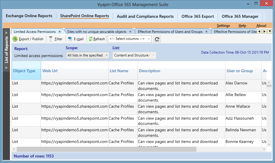 SharePoint online limited access sites list