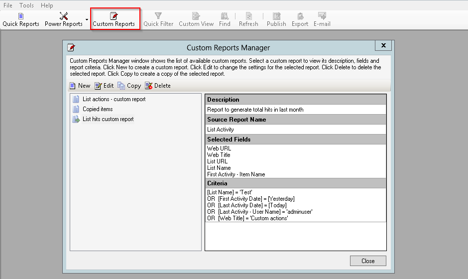 Customize your SharePoint Reports using Vyapin SharePoint farm reporter