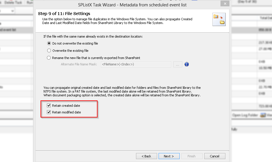 Carry forward SharePoint document system dates when exporting from SharePoint