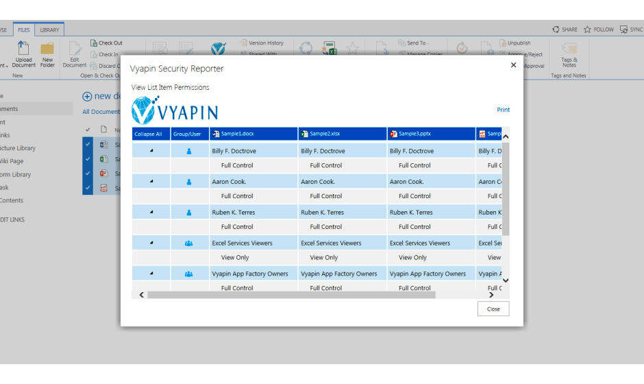 SharePoint user reports