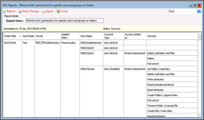 dynamic access control effective permissions