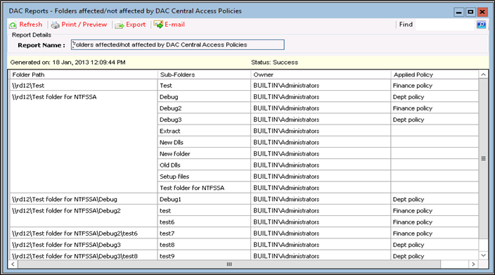 dynamic access control report