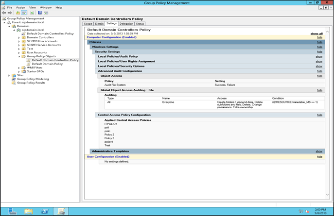 configure central access policy