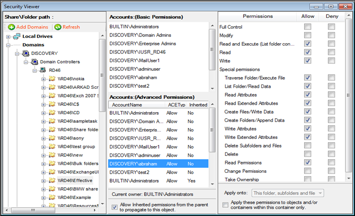 folder security report